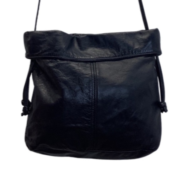 Dark blue leather crossbody bag (Preowned) - Picture 1 of 5